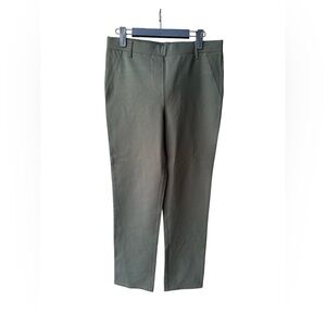 NWT Quince Olive Green Ultra Stretch Ponte Straight Leg Pant Size Petite Medium